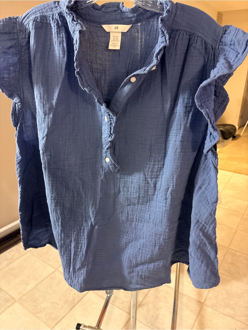 BOGO H&M Blue Ruffle Sleeve Gauze Top